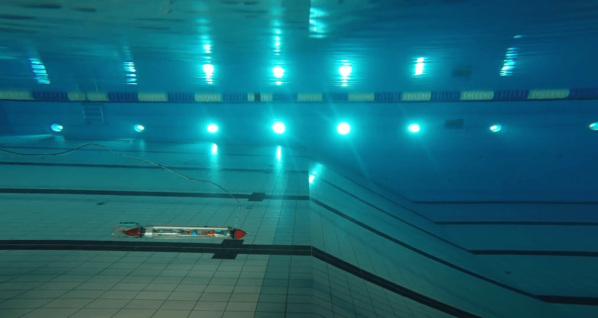 Underwater shot of the Eel in a swimming pool