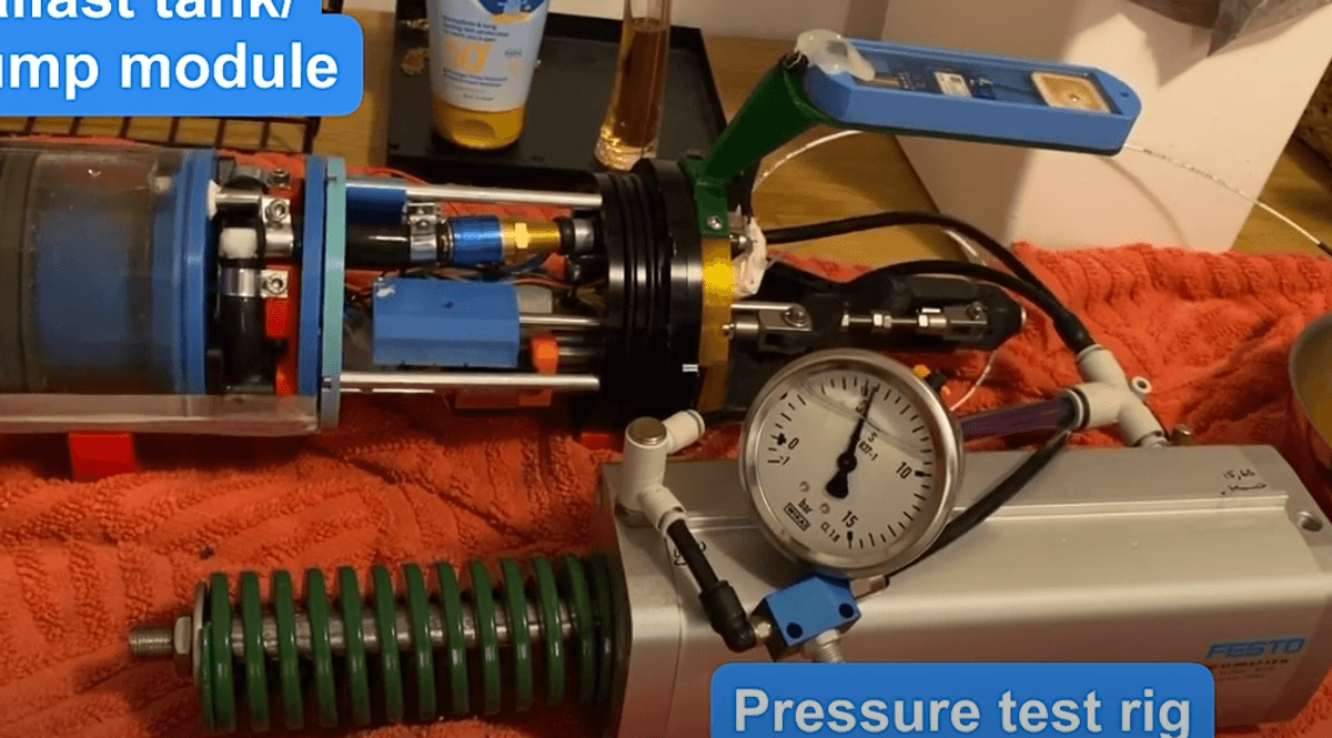 Pressure test of integrated pump/ballas tank module